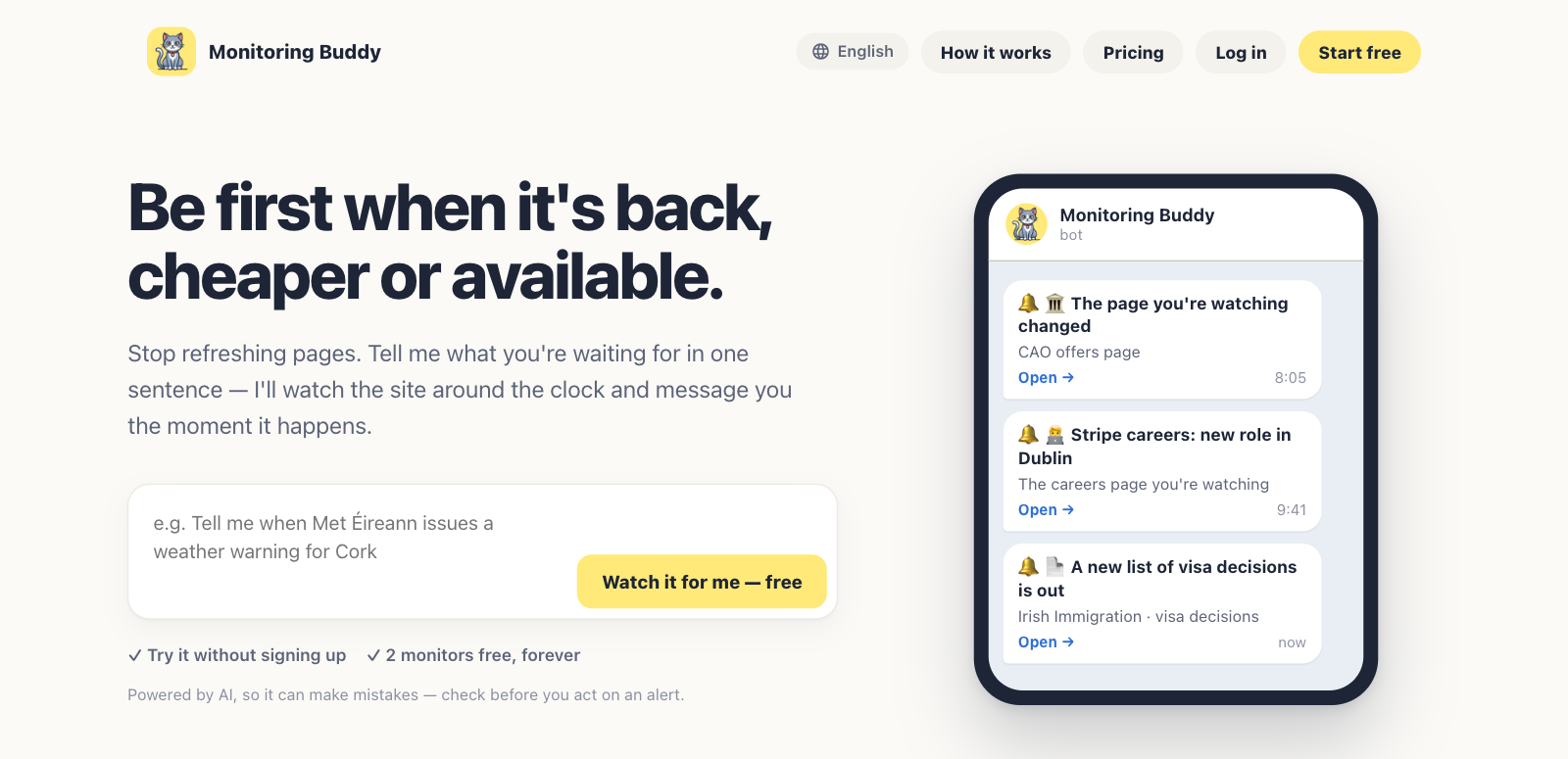 MonitoringBuddy website preview